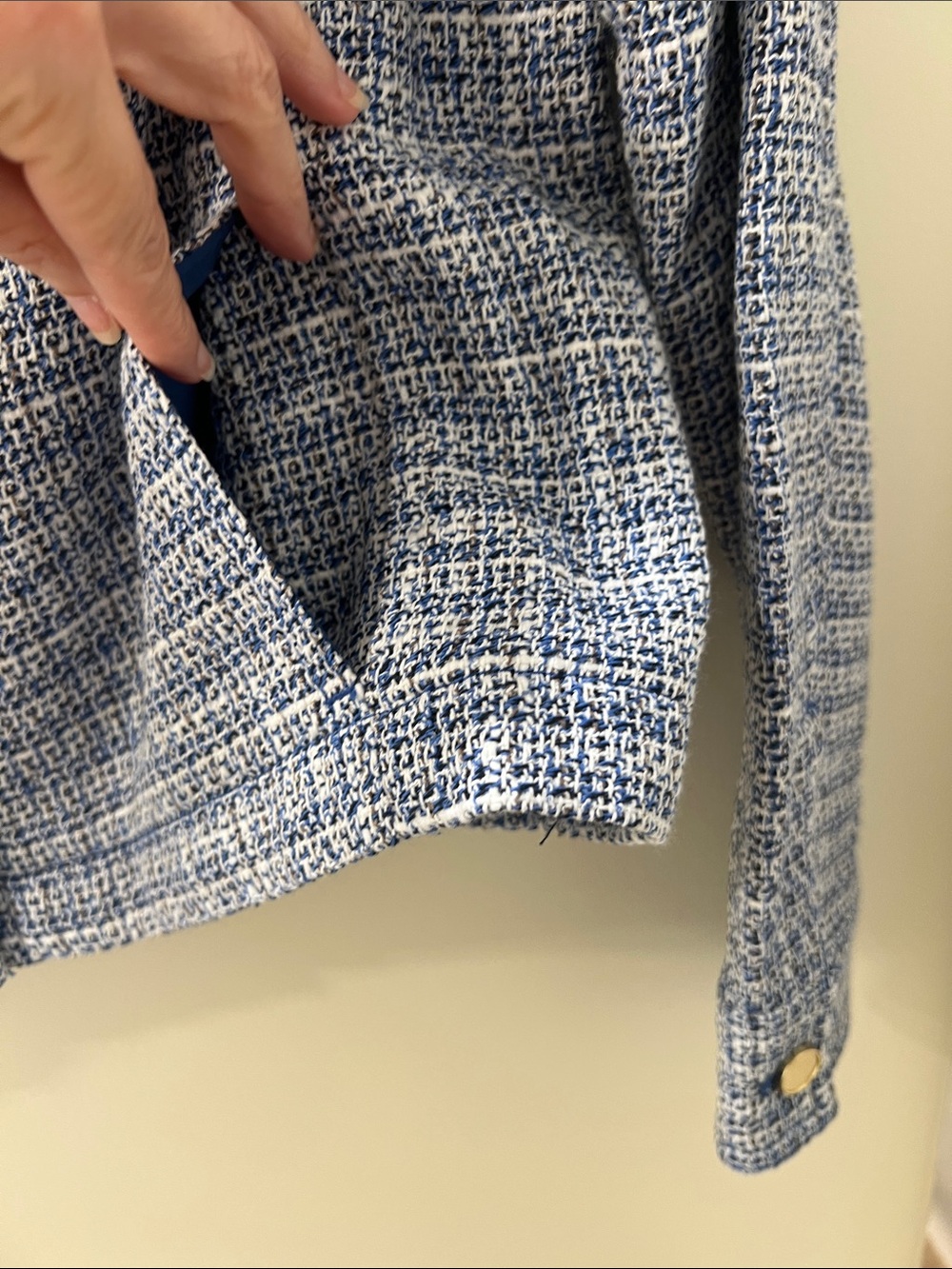 JM Collection Blue Tweed Gold-Button Jacket - Picture 5 of 8